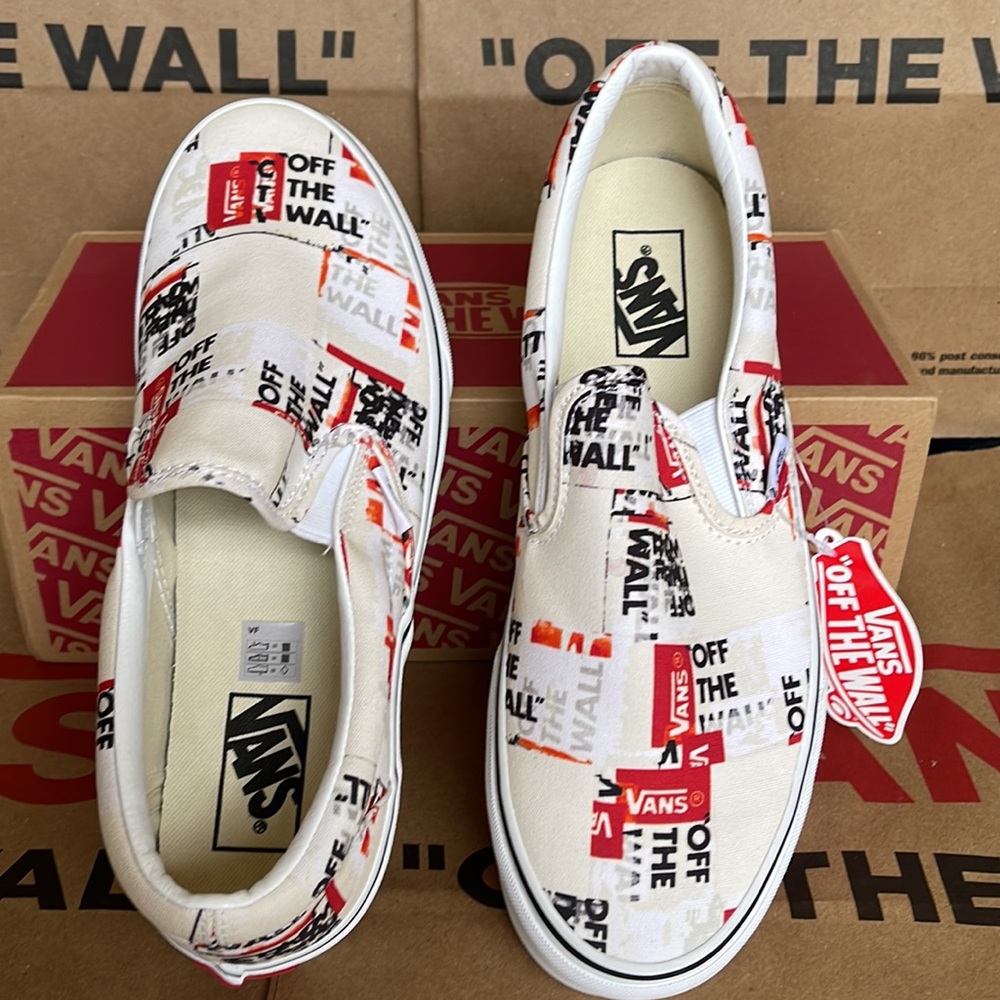 Vans Men’s Classic Slip On Packing Tape Blackdbl/Classic True White sneakers - Picture 13 of 16